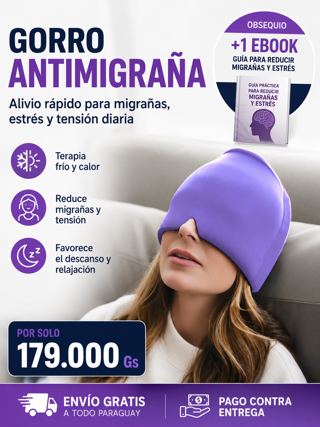 Gorro Terapéutico de Gel — Alivio para Migraña y Dolor de Cabeza
